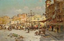 Piazza Mercato (Olio su tela, Felice 1910)